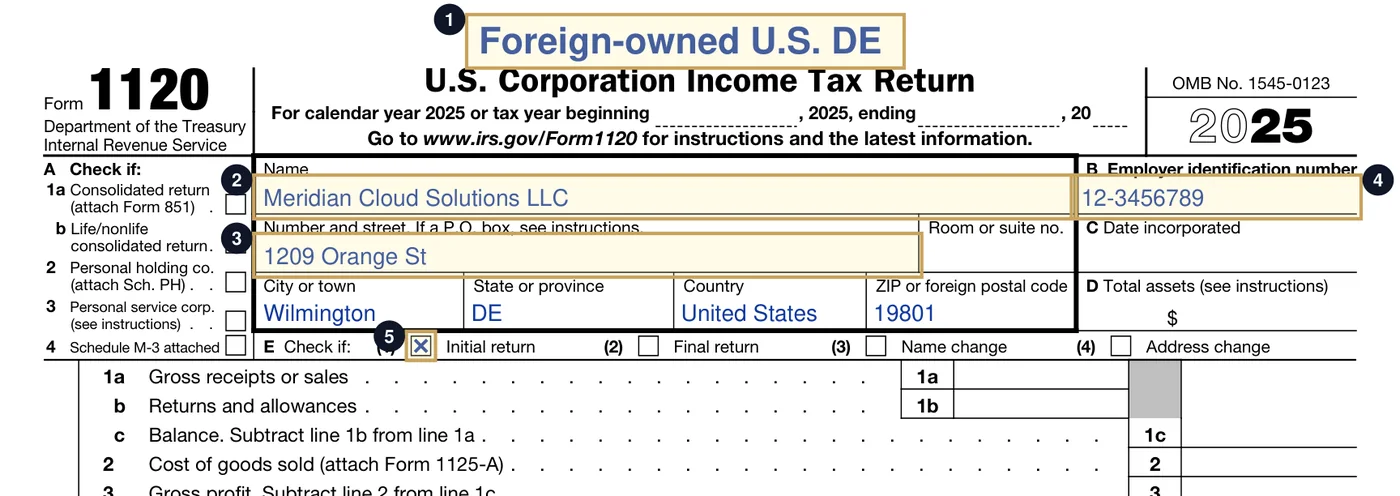 Form 1120 pro forma, page 1 (2025)