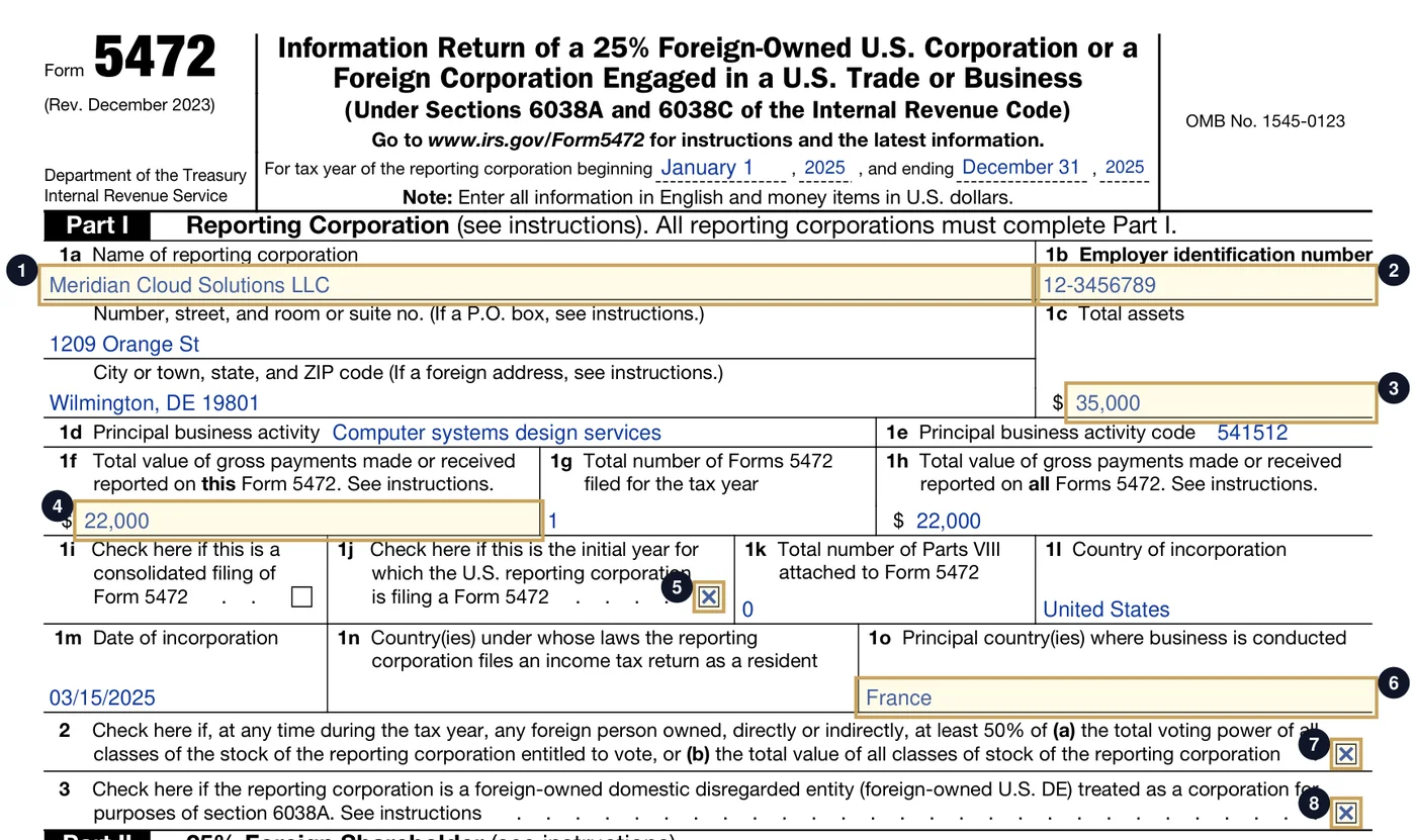 Form 5472 (Rev. December 2023), Part I