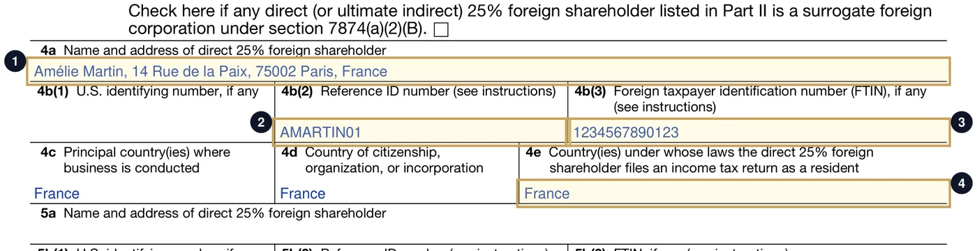 Form 5472, Part II : l'associé étranger